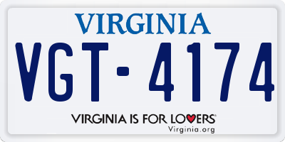 VA license plate VGT4174