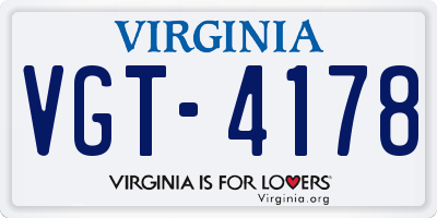 VA license plate VGT4178