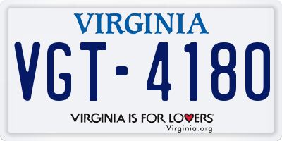 VA license plate VGT4180