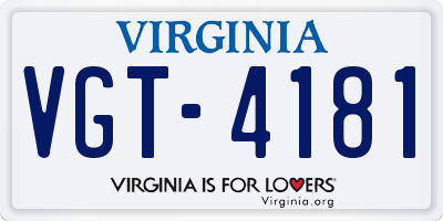 VA license plate VGT4181