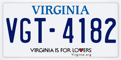 VA license plate VGT4182