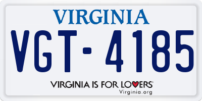VA license plate VGT4185