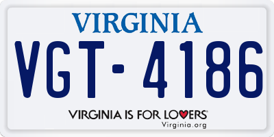 VA license plate VGT4186