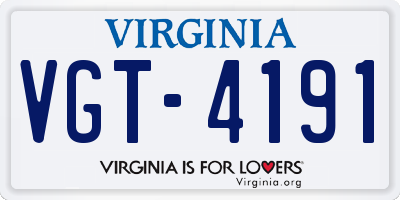 VA license plate VGT4191