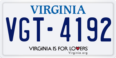 VA license plate VGT4192
