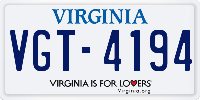 VA license plate VGT4194