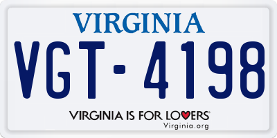 VA license plate VGT4198
