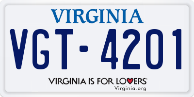 VA license plate VGT4201