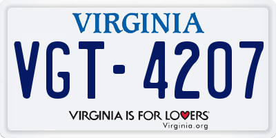 VA license plate VGT4207