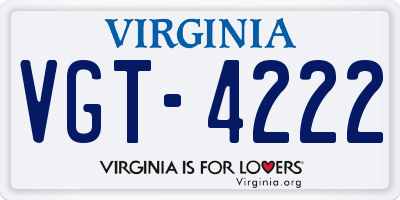 VA license plate VGT4222