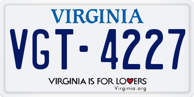 VA license plate VGT4227