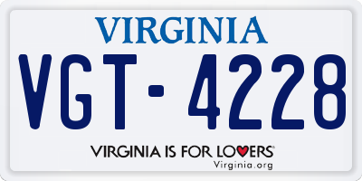 VA license plate VGT4228