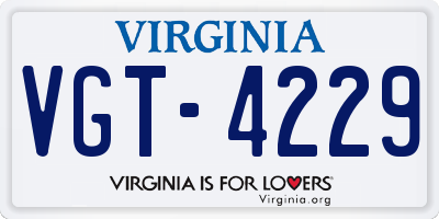 VA license plate VGT4229
