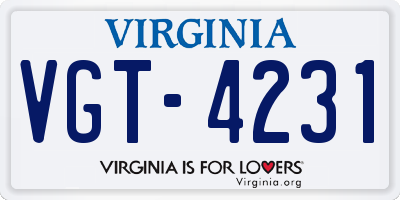 VA license plate VGT4231