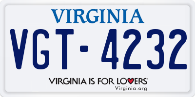 VA license plate VGT4232