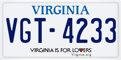 VA license plate VGT4233