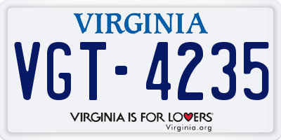 VA license plate VGT4235