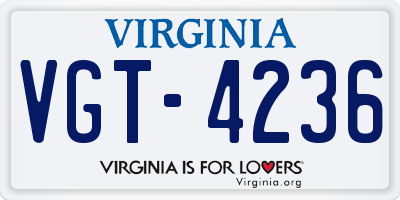 VA license plate VGT4236
