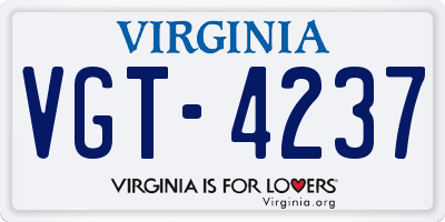 VA license plate VGT4237
