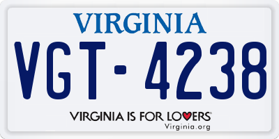 VA license plate VGT4238