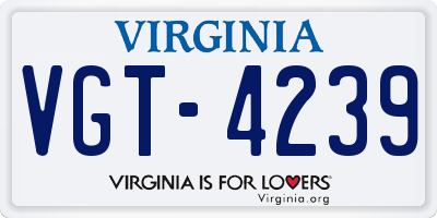 VA license plate VGT4239