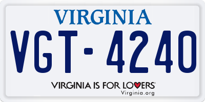 VA license plate VGT4240
