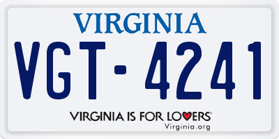 VA license plate VGT4241
