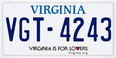 VA license plate VGT4243