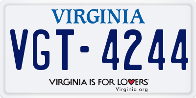 VA license plate VGT4244