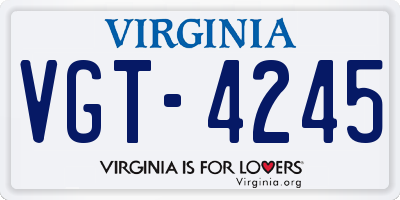 VA license plate VGT4245
