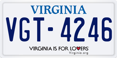 VA license plate VGT4246