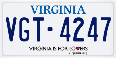 VA license plate VGT4247