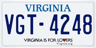 VA license plate VGT4248