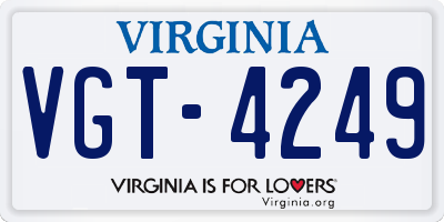 VA license plate VGT4249