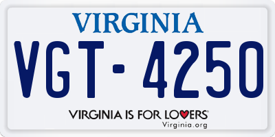 VA license plate VGT4250