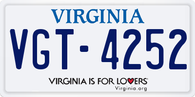 VA license plate VGT4252