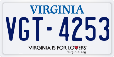 VA license plate VGT4253
