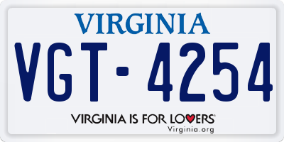VA license plate VGT4254