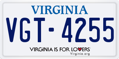 VA license plate VGT4255