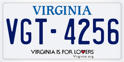 VA license plate VGT4256