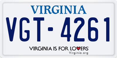 VA license plate VGT4261