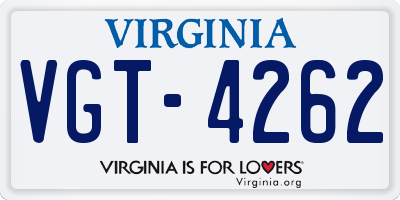 VA license plate VGT4262