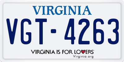 VA license plate VGT4263