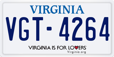 VA license plate VGT4264