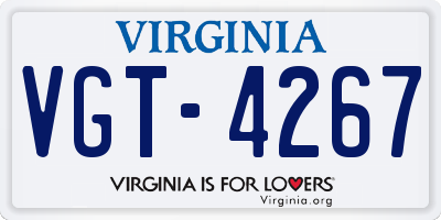 VA license plate VGT4267