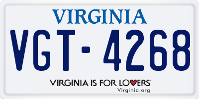 VA license plate VGT4268