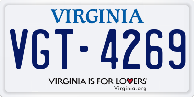 VA license plate VGT4269