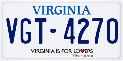 VA license plate VGT4270