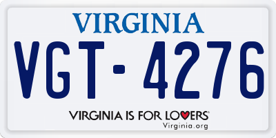 VA license plate VGT4276