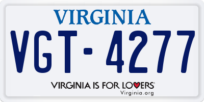 VA license plate VGT4277